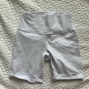 White Alo Yoga biker shorts